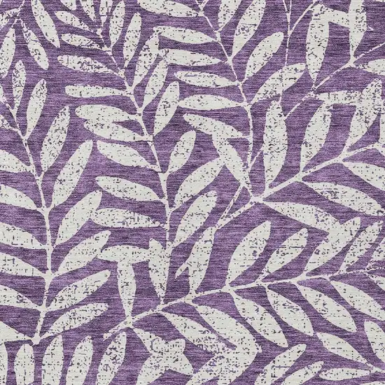Purple And Ivory Floral Washable Indoor Outdoor Area Rug Photo 6