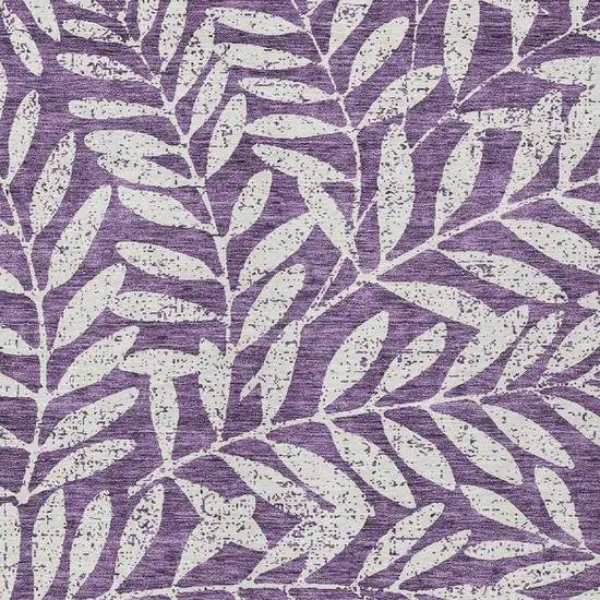 Purple And Ivory Floral Washable Indoor Outdoor Area Rug Photo 6