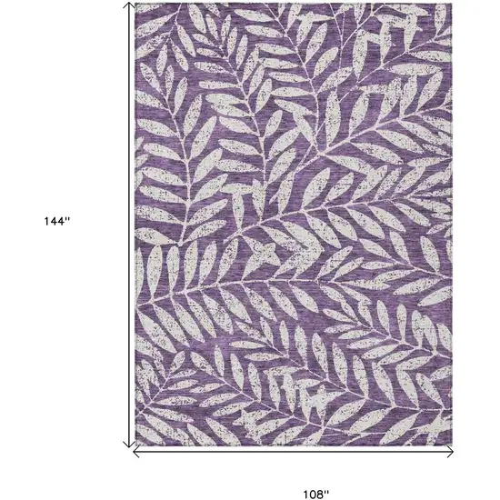 Purple And Ivory Floral Washable Indoor Outdoor Area Rug Photo 3