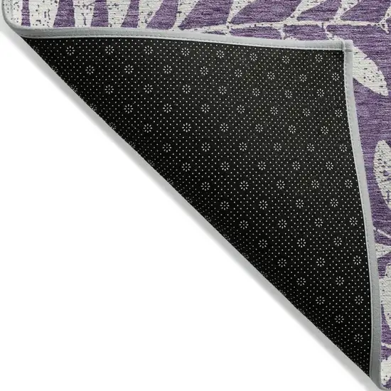 Purple And Ivory Floral Washable Indoor Outdoor Area Rug Photo 4