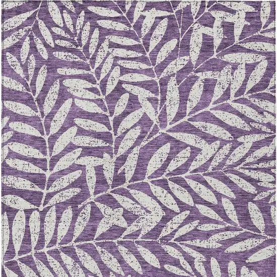 Purple And Ivory Floral Washable Indoor Outdoor Area Rug Photo 7