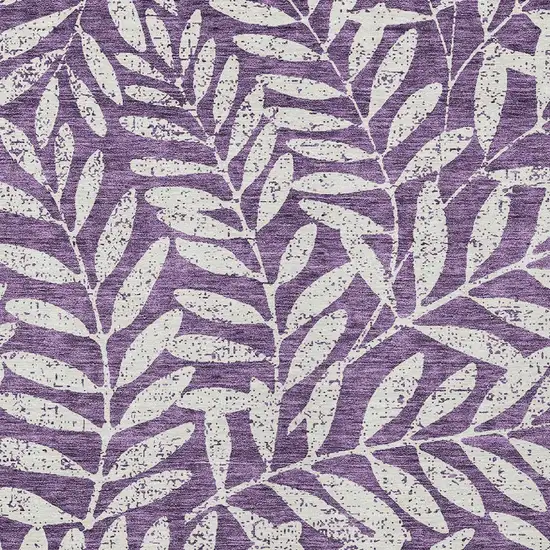 Purple And Ivory Floral Washable Indoor Outdoor Area Rug Photo 6