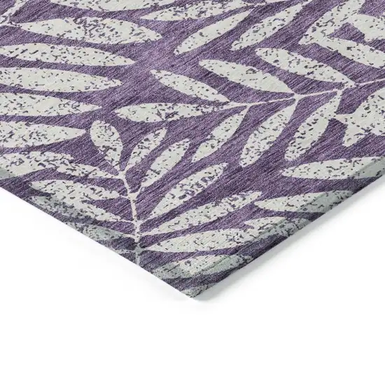 Purple And Ivory Floral Washable Indoor Outdoor Area Rug Photo 5