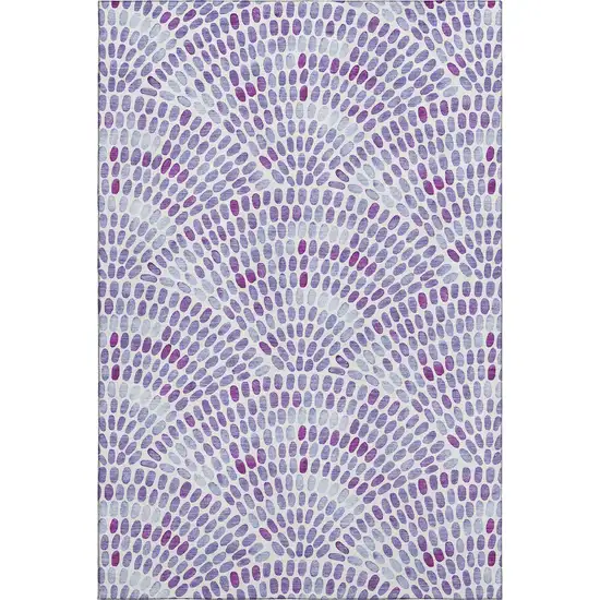 Purple And Ivory Geometric Washable Area Rug With UV Protection Photo 1