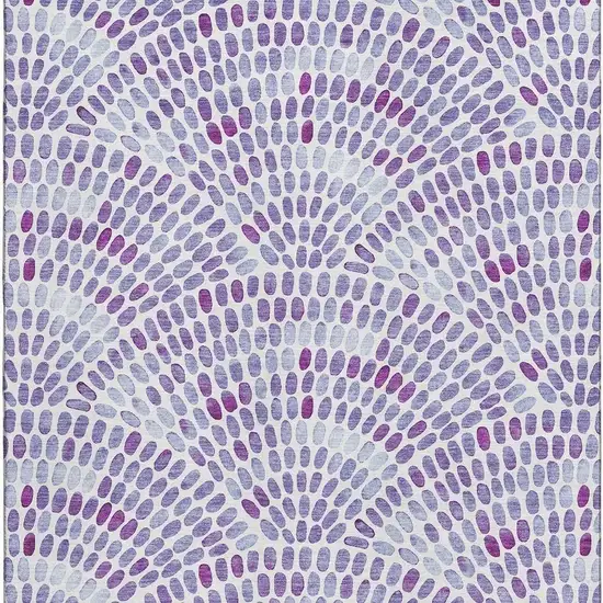 Purple And Ivory Geometric Washable Area Rug With UV Protection Photo 4
