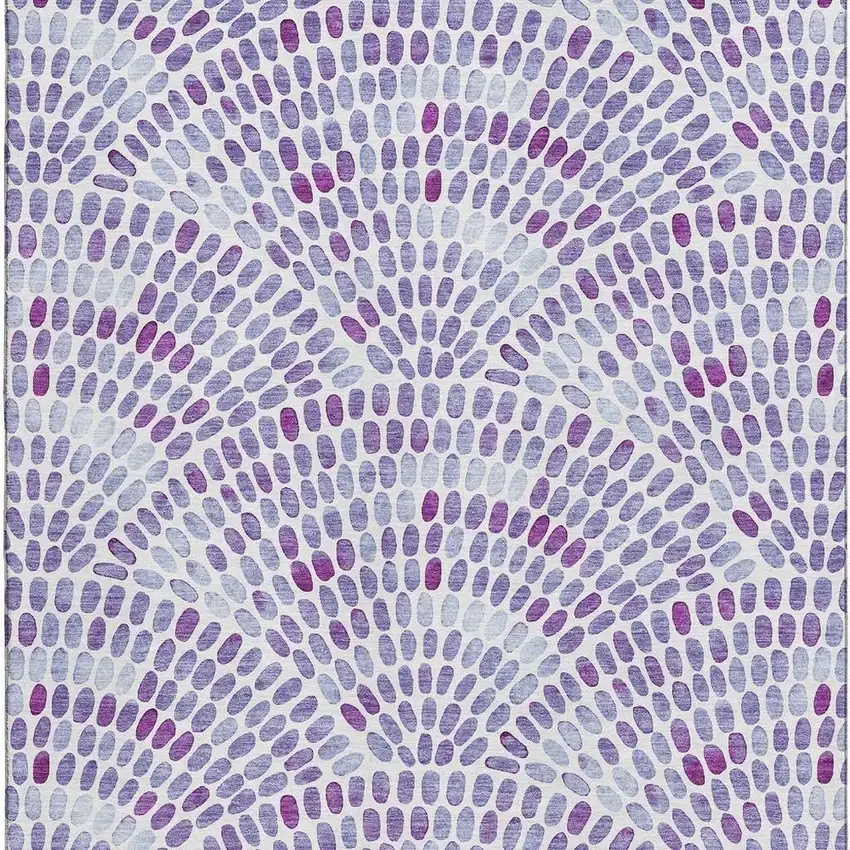 Purple And Ivory Geometric Washable Area Rug With UV Protection Photo 4