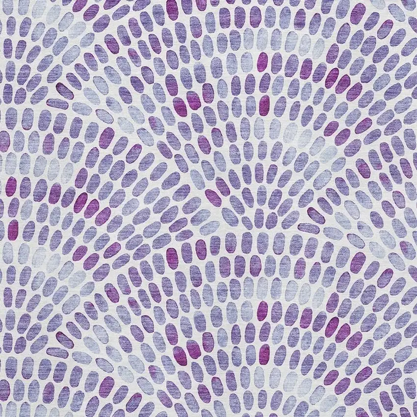 Purple And Ivory Geometric Washable Area Rug With UV Protection Photo 3