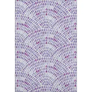 Photo of Purple And Ivory Geometric Washable Area Rug With UV Protection