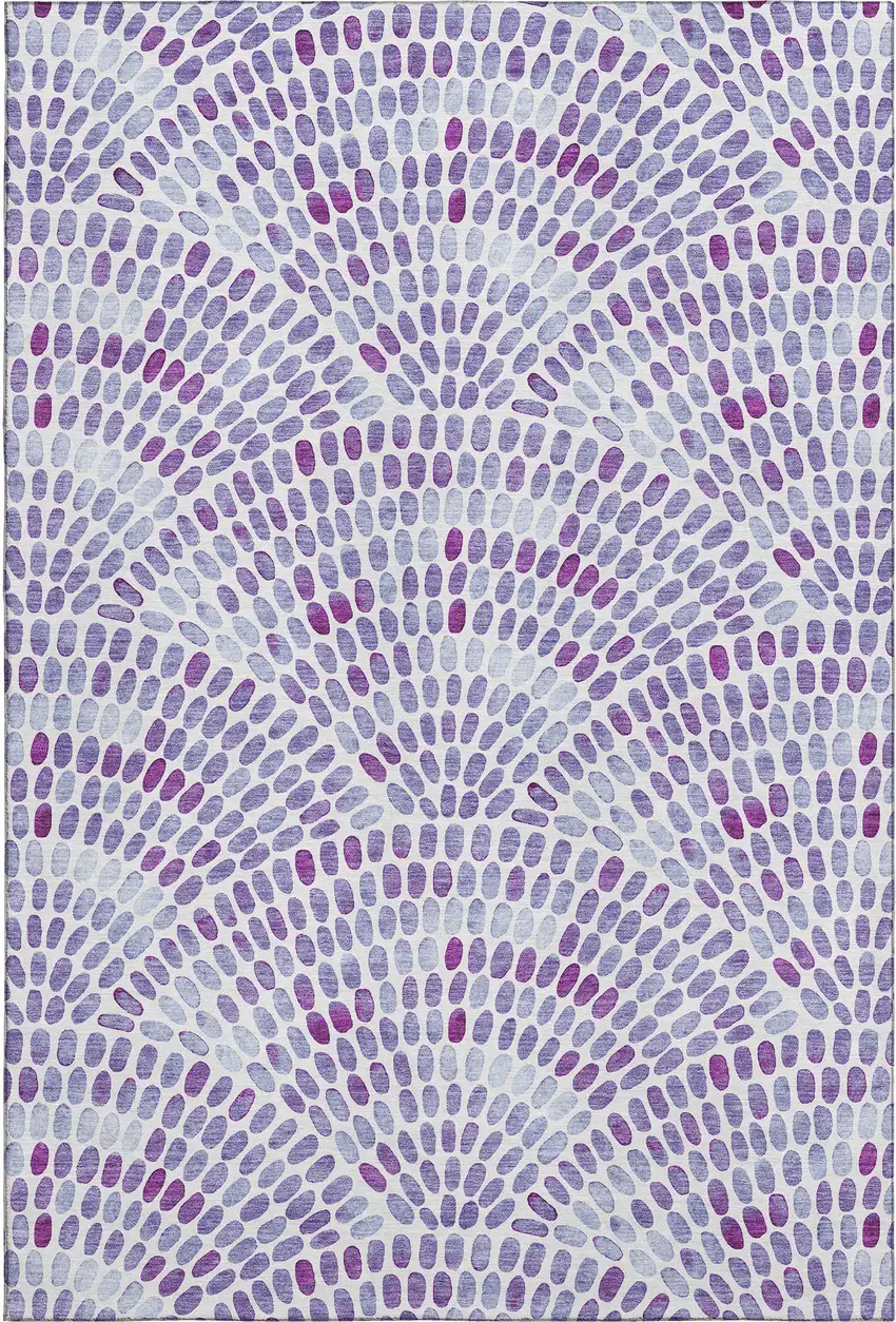 Purple And Ivory Geometric Washable Area Rug With UV Protection Photo 1