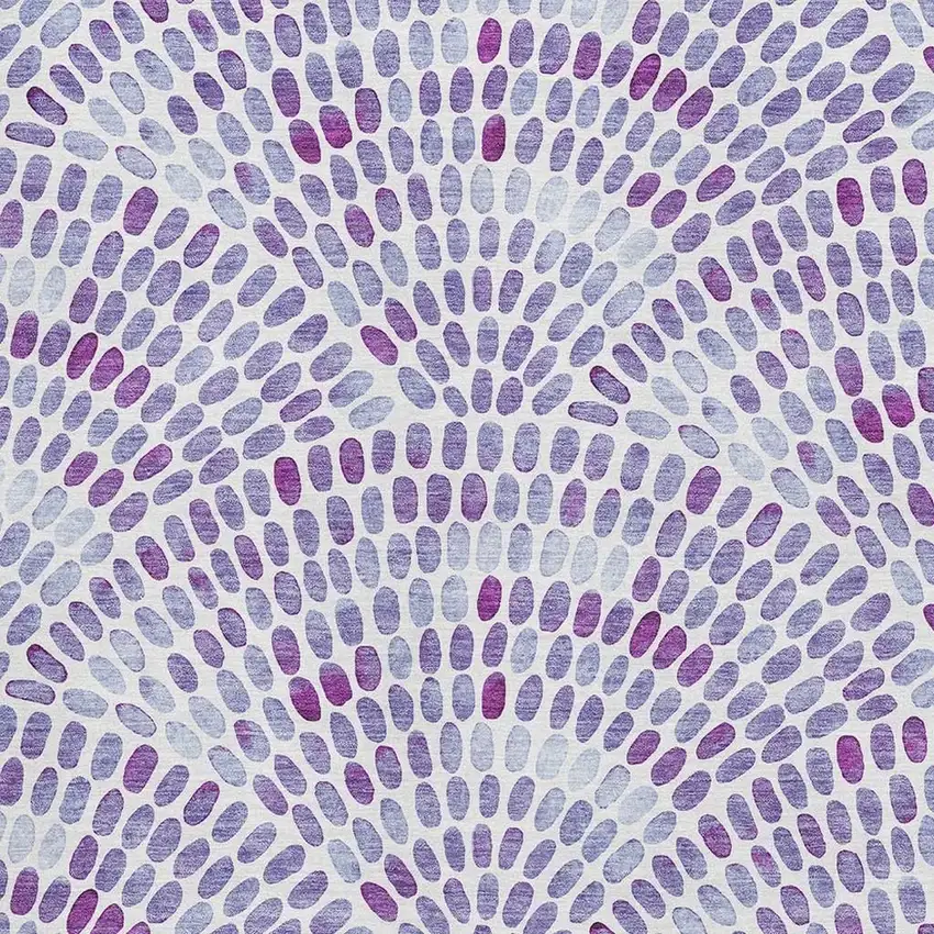 Purple And Ivory Geometric Washable Area Rug With UV Protection Photo 3