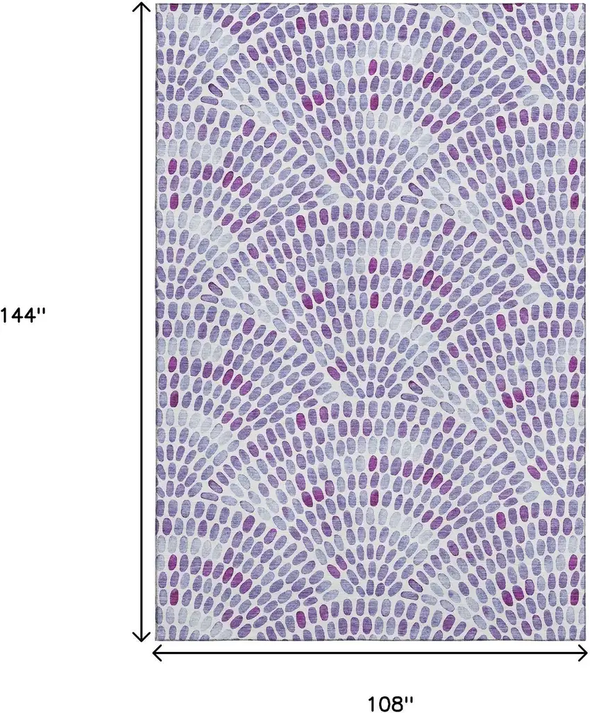 Purple And Ivory Geometric Washable Area Rug With UV Protection Photo 3