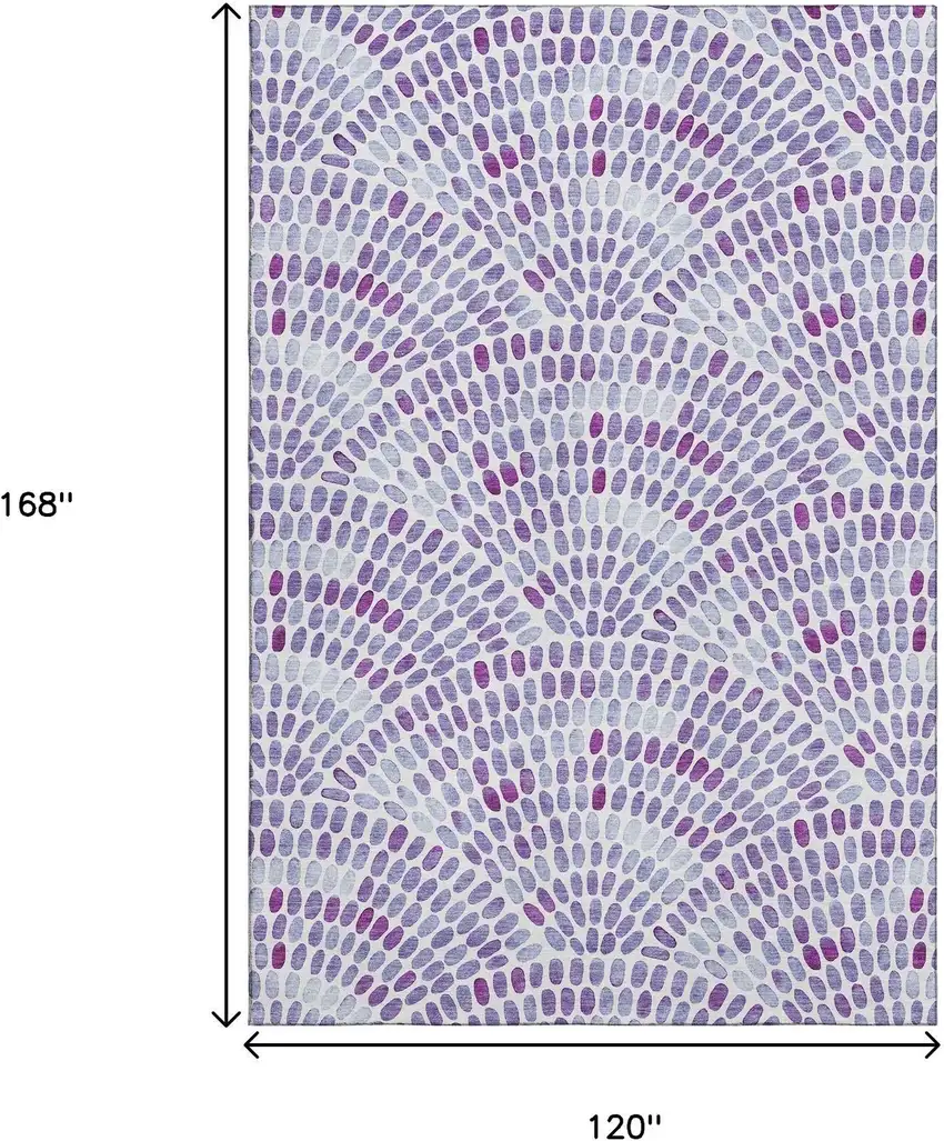 Purple And Ivory Geometric Washable Area Rug With UV Protection Photo 3
