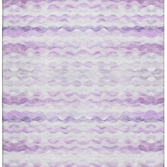 Purple And Ivory Geometric Washable Area Rug With UV Protection Photo 4