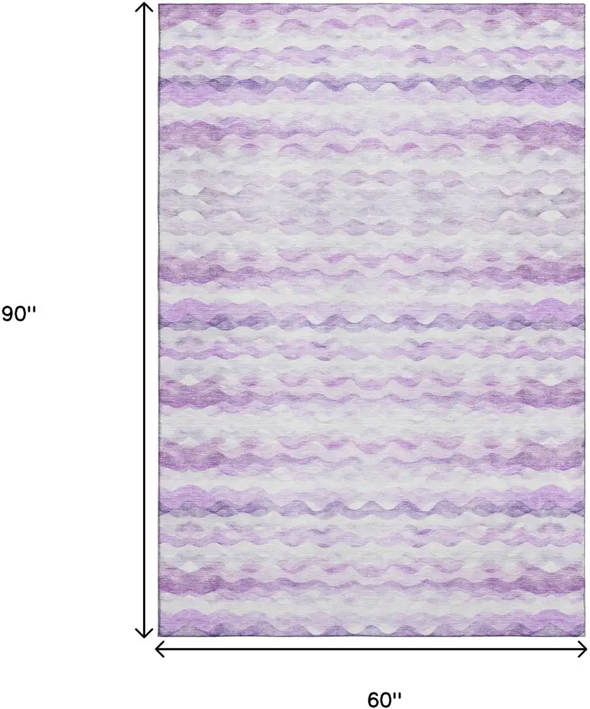 Purple And Ivory Geometric Washable Area Rug With UV Protection Photo 3