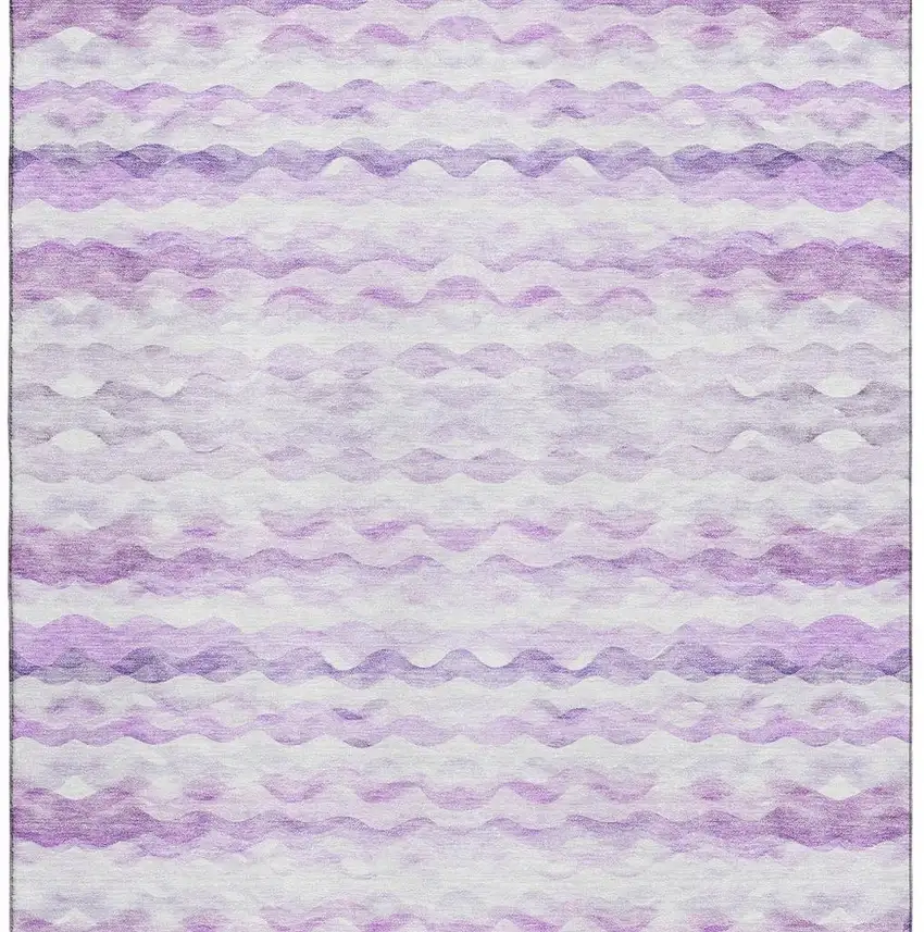 Purple And Ivory Geometric Washable Area Rug With UV Protection Photo 4