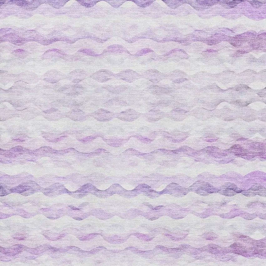 Purple And Ivory Geometric Washable Area Rug With UV Protection Photo 3