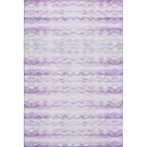 Photo of Purple And Ivory Geometric Washable Area Rug With UV Protection