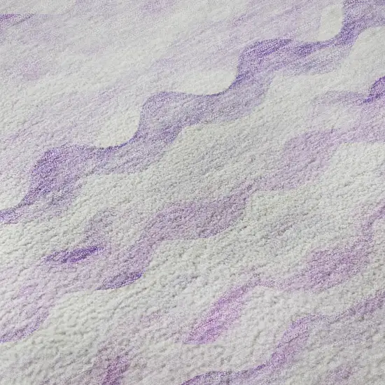 Purple And Ivory Geometric Washable Area Rug With UV Protection Photo 9