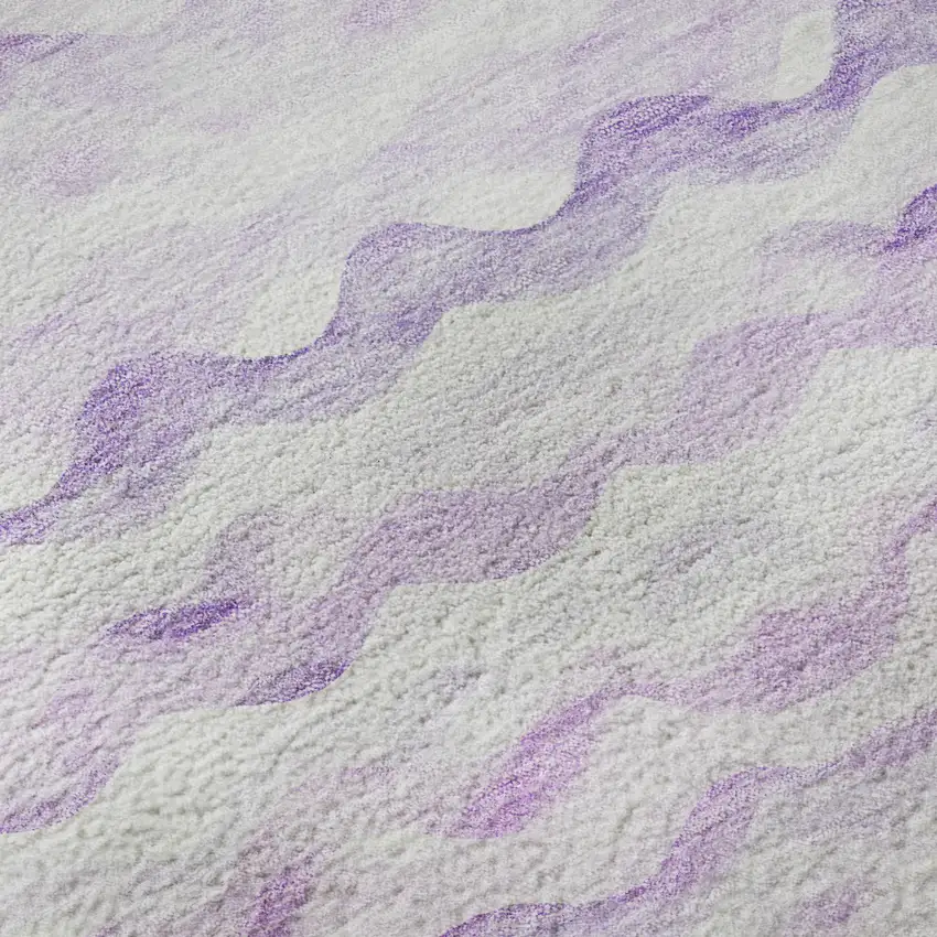 Purple And Ivory Geometric Washable Area Rug With UV Protection Photo 9