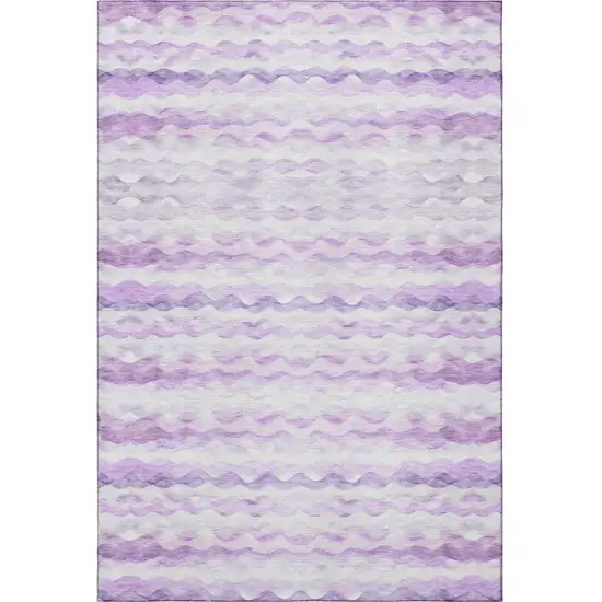 Purple And Ivory Geometric Washable Area Rug With UV Protection Photo 4