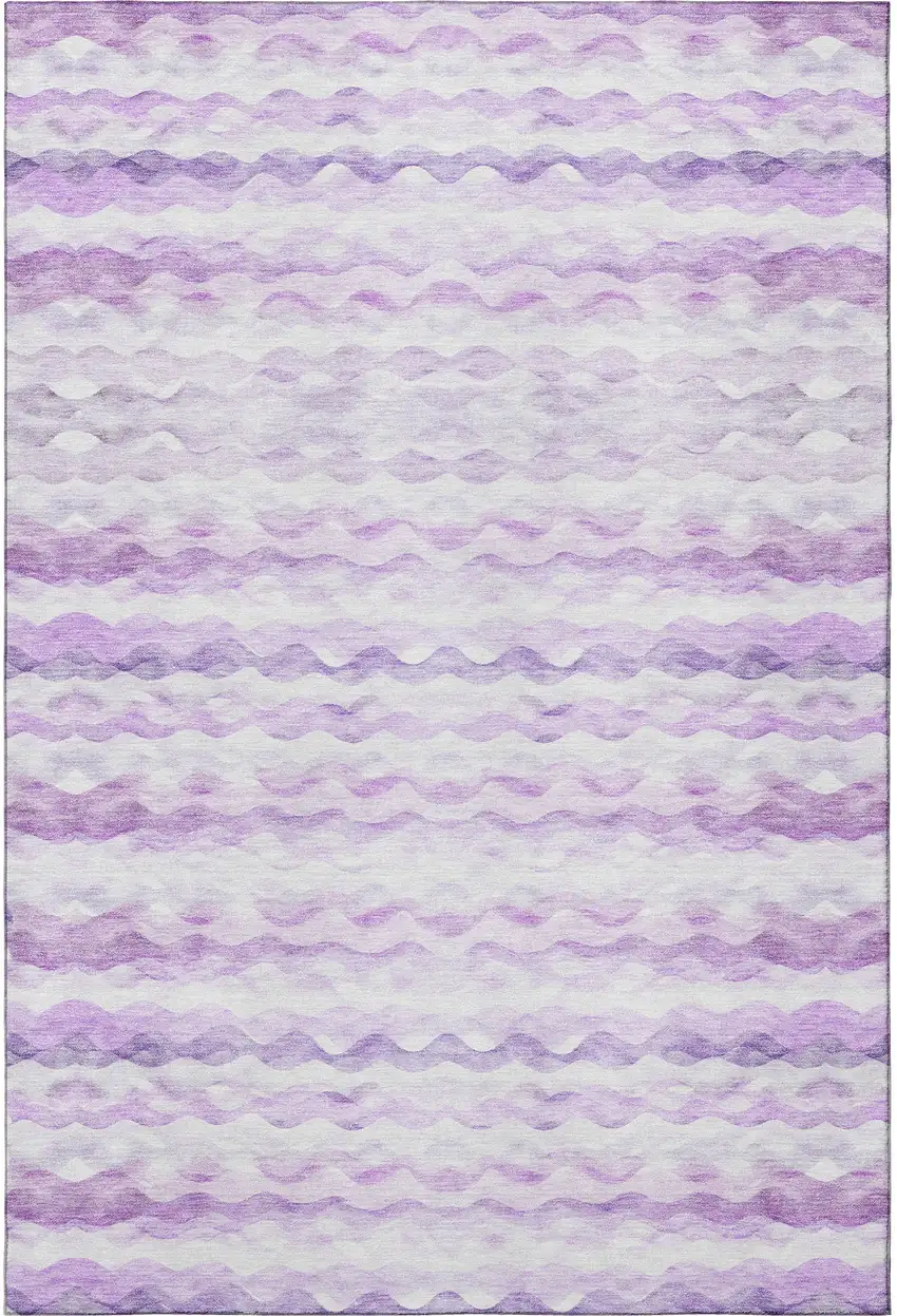 Purple And Ivory Geometric Washable Area Rug With UV Protection Photo 4