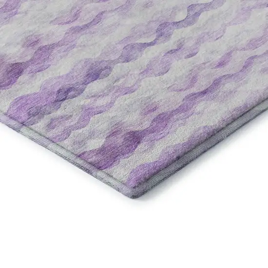 Purple And Ivory Geometric Washable Area Rug With UV Protection Photo 8