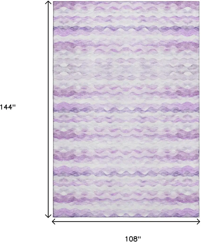 Purple And Ivory Geometric Washable Area Rug With UV Protection Photo 3