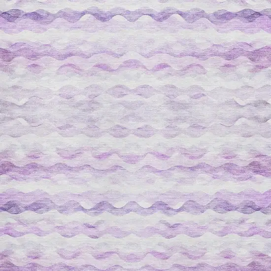 Purple And Ivory Geometric Washable Area Rug With UV Protection Photo 3