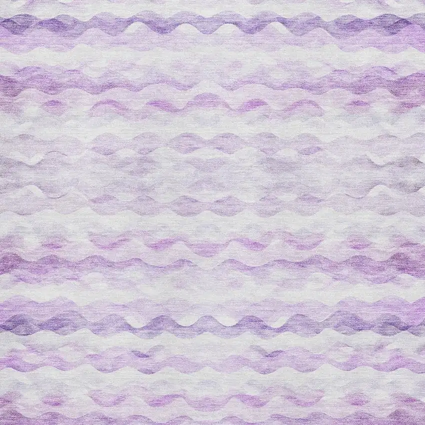 Purple And Ivory Geometric Washable Area Rug With UV Protection Photo 3