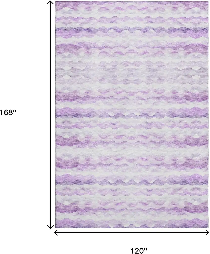 Purple And Ivory Geometric Washable Area Rug With UV Protection Photo 3