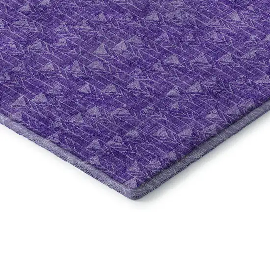 Purple And Ivory Geometric Washable Area Rug With UV Protection Photo 8