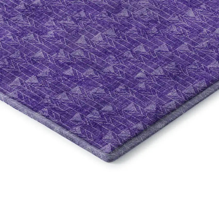 Purple And Ivory Geometric Washable Area Rug With UV Protection Photo 8