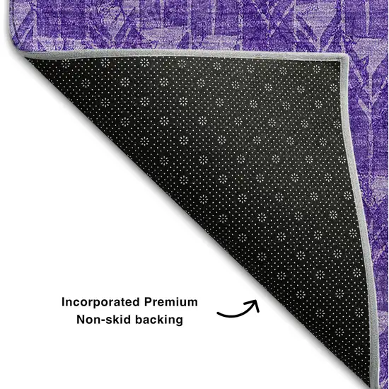 Purple And Ivory Geometric Washable Area Rug With UV Protection Photo 7