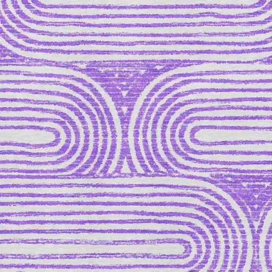 Purple And Ivory Geometric Washable Area Rug With UV Protection Photo 2