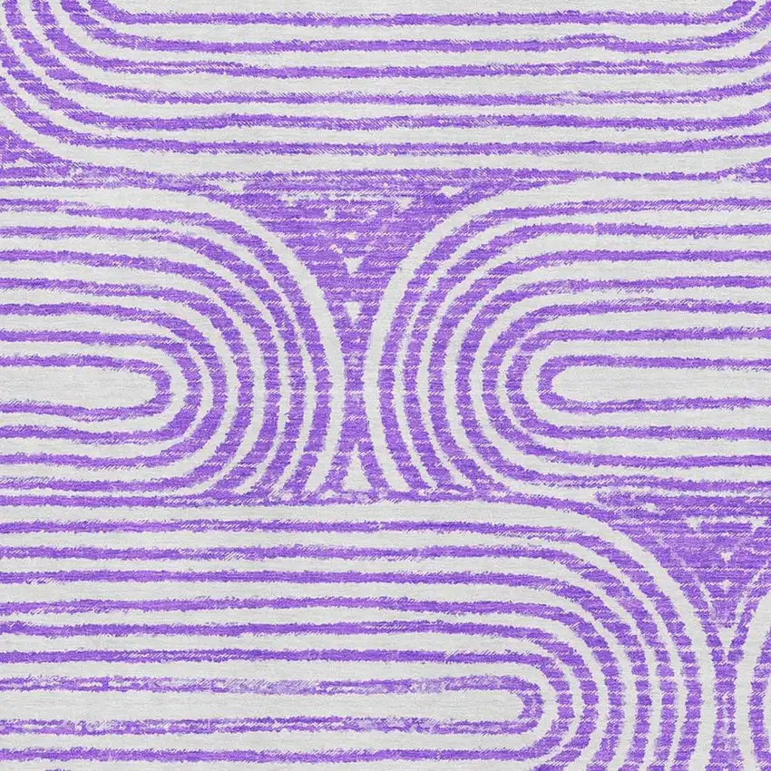 Purple And Ivory Geometric Washable Area Rug With UV Protection Photo 2