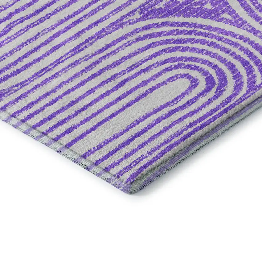 Purple And Ivory Geometric Washable Area Rug With UV Protection Photo 7