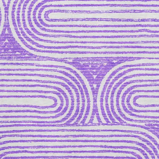 Purple And Ivory Geometric Washable Area Rug With UV Protection Photo 2