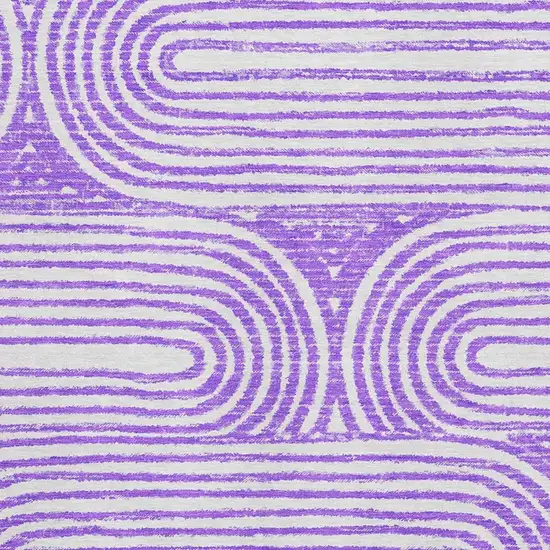 Purple And Ivory Geometric Washable Area Rug With UV Protection Photo 2