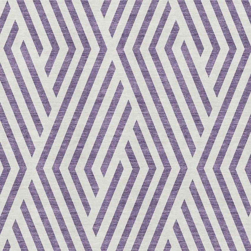 Purple And Ivory Geometric Washable Area Rug With UV Protection Photo 2