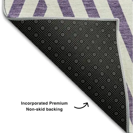 Purple And Ivory Geometric Washable Area Rug With UV Protection Photo 6