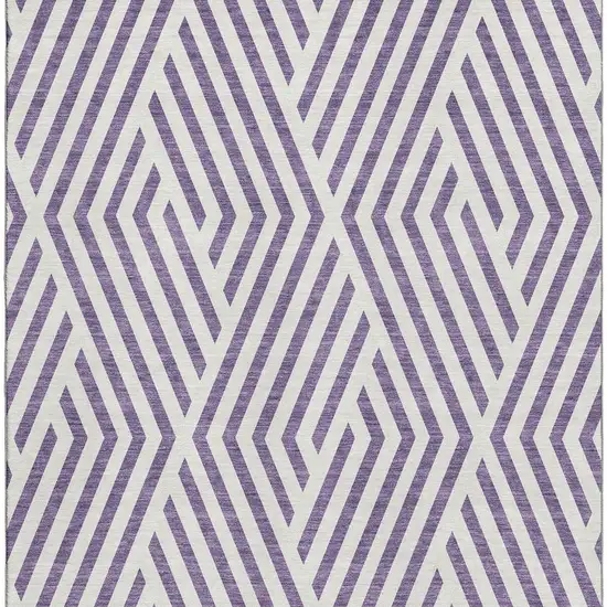 Purple And Ivory Geometric Washable Area Rug With UV Protection Photo 3