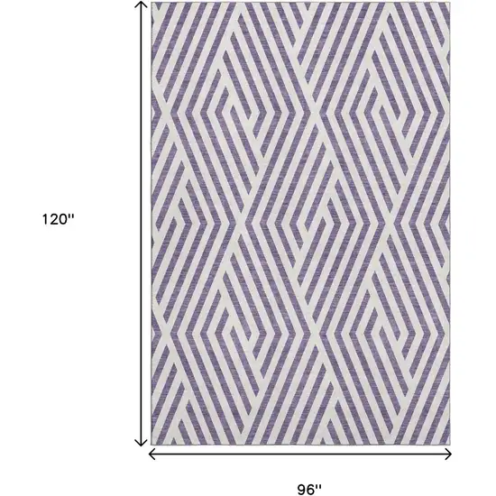 Purple And Ivory Geometric Washable Area Rug With UV Protection Photo 3