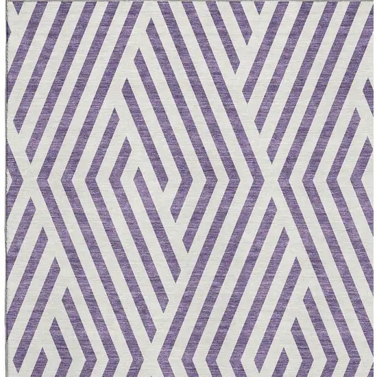 Purple And Ivory Geometric Washable Area Rug With UV Protection Photo 2