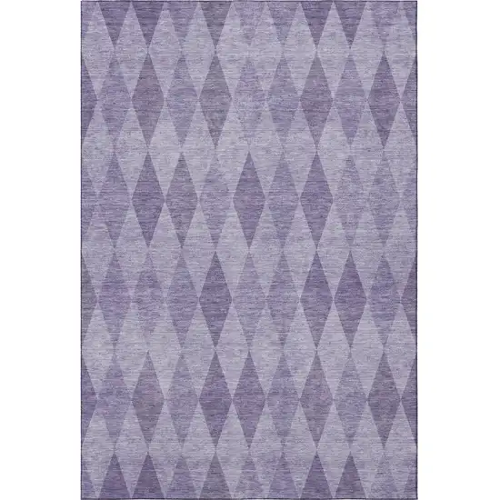 Purple And Ivory Geometric Washable Area Rug With UV Protection Photo 4