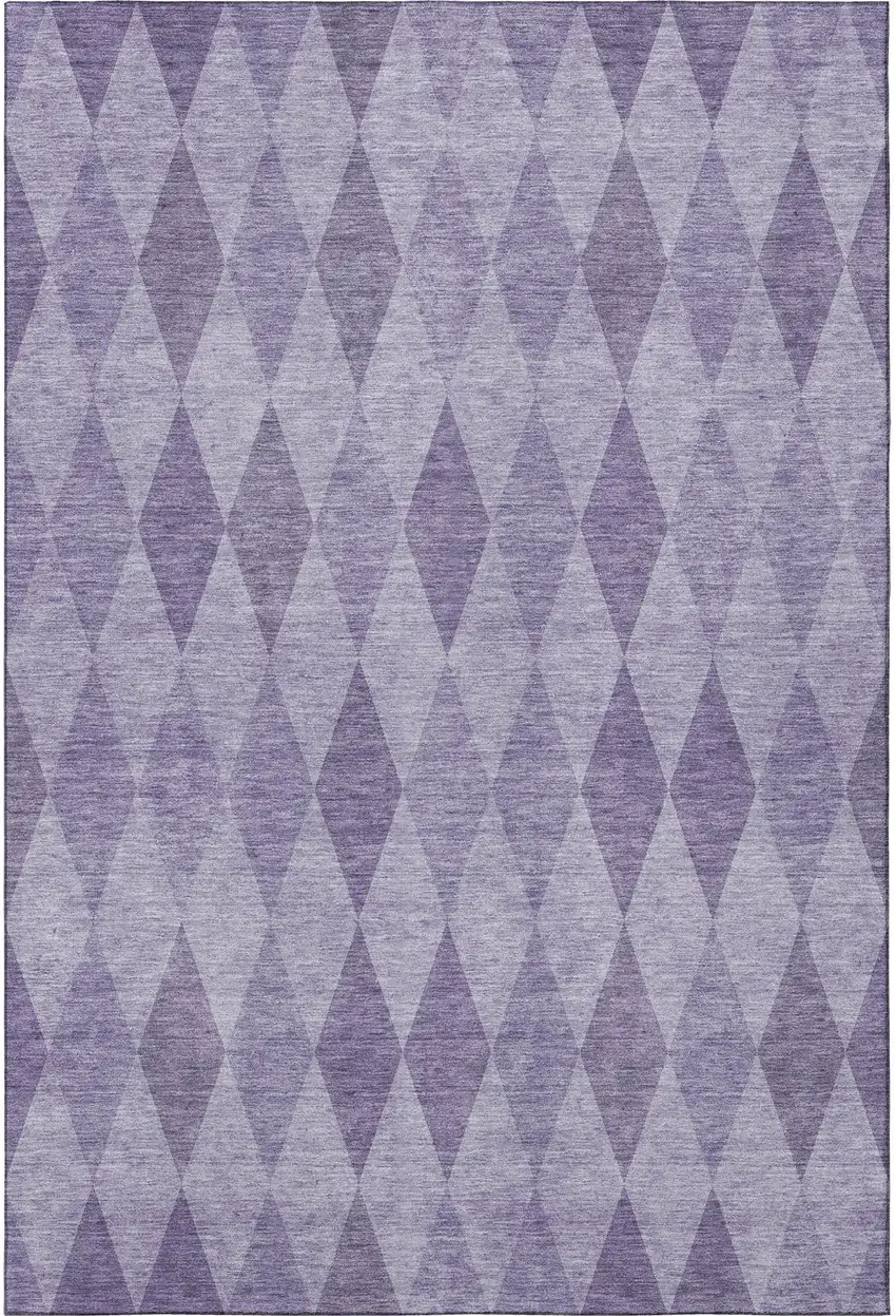Purple And Ivory Geometric Washable Area Rug With UV Protection Photo 4