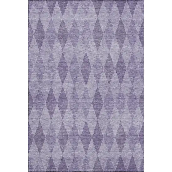 Purple And Ivory Geometric Washable Area Rug With UV Protection Photo 1