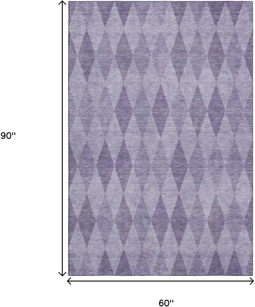 Purple And Ivory Geometric Washable Area Rug With UV Protection Photo 3