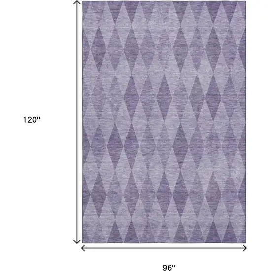 Purple And Ivory Geometric Washable Area Rug With UV Protection Photo 3