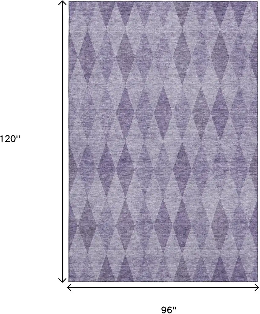 Purple And Ivory Geometric Washable Area Rug With UV Protection Photo 3