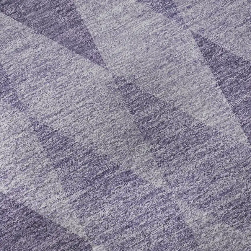 Purple And Ivory Geometric Washable Area Rug With UV Protection Photo 8